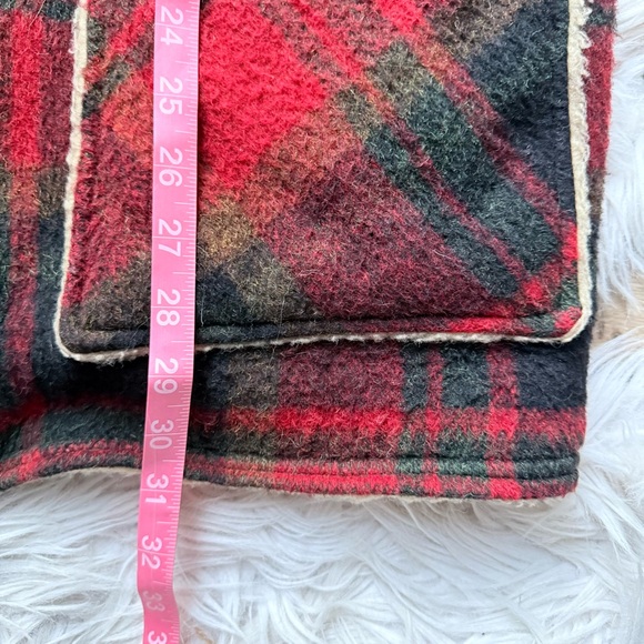 Vintage 60s Rancher Cabincore Red Plaid Wool Chore Jacket Coat Sherpa Shearling - Picture 10 of 10